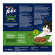 Purina Felix Trockenfutter-Packung mit schwarz-weißem Kater, der Kroketten frisst, Schriftzug 'Doppelt Lecker' und 800 g-Angabe.