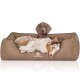 Orthopädisches Hundebett Tampa aus laser-gestepptem Kunstleder braun/ beige XXL