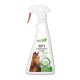 Eine Sprühflasche mit der Bezeichnung 'Stiefel RP1 Insekten-Stop sensitiv', die ein Pferdebild zeigt, entworfen als Insektenschutzmittel für empfindliche Pferde.