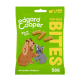 Grüne Verpackung mit Edgard Coopers "Top Dog Bites" mit Bildern eines braunen Hundes und eines grauen Hundes, die Lamm- und Truthahn-Geschmack hervorheben.