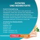 Zutaten und Nährwertinformationen für Sterilcat Haustierfutter, mit Huhn, Weizen und verschiedenen Nährstoffen, mit 37% Protein und 13% Fett.