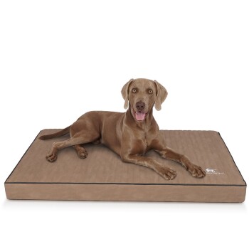 orthopädische Hundematte Palomino aus laser-gestepptem Kunstleder braun/ beige XXL
