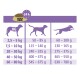 Fütterungsanleitung für Select Gold Hundefutter, die empfohlene Tagesmengen basierend auf dem Gewicht des Hundes in kg zeigt, mit einem 24-Stunden-Frische-Icon.
