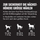 Größentabelle für Hunde: Zur Sicherheit nächsthöhere Größe wählen. M 15–35 lb/7–16 kg; L 30–65 lb/13–30 kg; XL 60–80 lb/27–36 kg