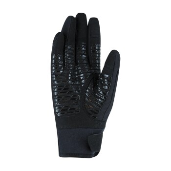 Schwarze Tierpflegehandschuhe mit strukturiertem Griff, mit einem Handgelenkband für einen sicheren Sitz.