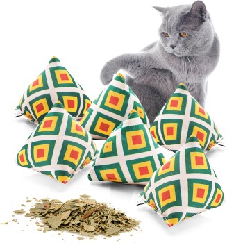 Catnipspielzeug 6x Schmusepyramide Reggae Karo