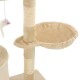 Katzenbaum mit einer plüschigen Basis, Kratzpfosten und einer baumelnden Spielzeugmaus, mit einer gemütlichen Ruheplattform.