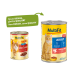 Twee MultiFit kattenvoerblikken: één gelabeld "Adult mit Rind & Leber" en de andere met een nieuw ontwerp met de tekst "New DESIGN, same QUALITY."