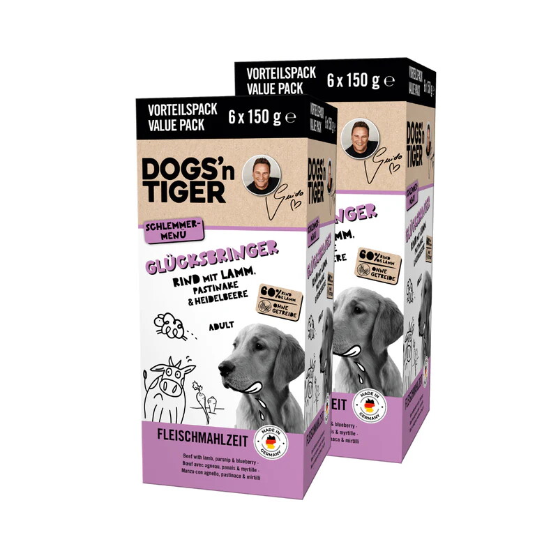 Dogs'n Tiger Glücksbringer Multibox Rind & Lamm 12x150 g