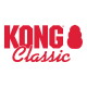 Czerwone logo KONG Classic: pogrubione litery "KONG", poniżej kursywą "Classic", po prawej sylwetka czerwonej zabawki KONG.
