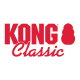 Rotes KONG Classic-Logo: fette Buchstaben „KONG“, darunter in Schreibschrift „Classic“, rechts eine rote KONG-Spielzeug-Silhouette.