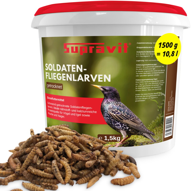 Supravit Soldatenfliegenlarven getrocknet für Wildvögel 1,5 kg