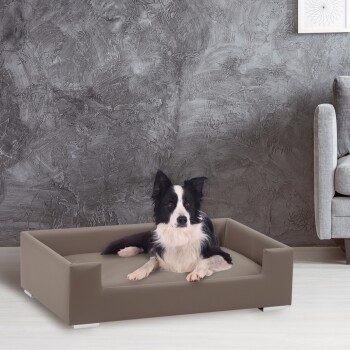 Hundesofa mit Gratis-Beigabe, Hundecouch Kunstleder taupe