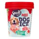 Behälter mit Smoofl Mix für Hundeeis, mit Grafiken eines Golden Retrievers und einer Wassermelone, beschriftet mit "Wow Wassermelone."