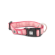 Pinkes verstellbares Hundehalsband mit schwarzer Schnalle, Metallring und „Max & Molly“ Logo aus einem Online-Tierfachgeschäft.