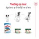Royal Canin hondenvoerproducten voor verschillende levensfasen: Puppy (2-10 maanden), Mini Adult (10 maanden-8 jaar) en Mini Aging (ouder dan 8 jaar).