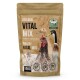 Poultry Vital Mix Verpackung mit einem Huhn, einer Ente und einem Erpel, mit Text, der Vitalität und Wohlbefinden hervorhebt, 500g.