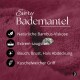 Maronner Bambus-Viskose-Haustierbademantelstoff mit Druckknopf, Überschrift 'Every Bademantel' und deutscher Eigenschaftenliste.