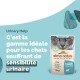 Pochette de nourriture pour chats Almo Nature Urinary Help avec le visage d'un chat, avec un texte indiquant qu'elle est idéale pour les chats ayant une sensibilité urinaire.