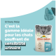 Pochette de nourriture pour chats Almo Nature Urinary Help avec le visage d'un chat, avec un texte indiquant qu'elle est idéale pour les chats ayant une sensibilité urinaire.