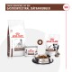 Royal Canin Gastrointestinal Tierfutterprodukte, einschließlich eines Beutels Trockenfutter, einer Dose und Leckerlis, präsentiert mit einer Schüssel mit Trockenfutter.