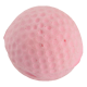 Eine rosa, strukturierte Haustier-Badebombe in Form eines Golfballs, entworfen für das Baden und die Pflege von Haustieren.