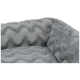 Weiches graues Haustierbett mit gewellter Textur, ausgestattet mit plüschigem Stoff für Komfort.