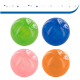 Vier bunte Katzenspielzeuge in grün, blau, pink und orange, mit dem Text "Passend zur Persönlichkeit Ihrer Katze" darüber.