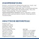 Verpackung für Haustierfutter mit Zutatenliste auf Deutsch, die Fleisch, Fisch, Getreide und Nährwertanalyse einschließlich Protein, Fett und Vitaminen detailliert.
