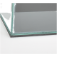 Nahaufnahme einer Glasaquarium-Ecke mit Silikon-Dichtmasse und einer schwarzen Schaumstoffbasis, die die Konstruktion des Tanks zeigt.