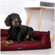 Tierlando® Premium Visco-Schaumstoff-Haustierbett mit Dicke: M-L (6 cm) und XL-XXL (9 cm), zeigt verwendete Materialien.
