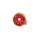Plüsch-Hundespielzeug in Donut-Form mit rotem Zuckerguss und weißem Schneeflocken-Design, mit „beeztees“-Etikett.