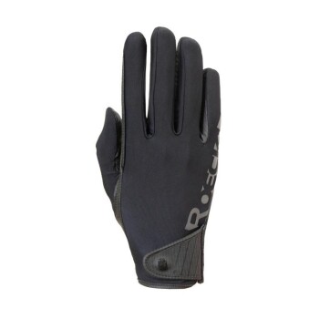 Schwarze Haustierpflegehandschuhe mit strukturiertem Griff und Logo, entworfen für Komfort und Kontrolle während der Haustierpflege.