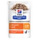 Hill's Prescription Diet c/d Multicare Urinary Care Nassfutter, zarte Hühnerstücke in Soße; 'Veterinarian Recommended'.