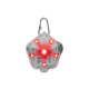 Rotes LED-Sicherheitslicht für Haustiere, in Form eines Pentagon, mit mehreren Lichtern und einem Metallclip zur Befestigung.