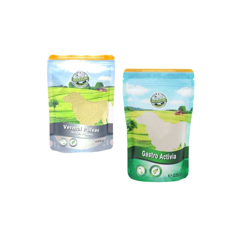 Bellfor Sparset mit Ergänzungsfuttermitteln für Hunde – Vermal (250 g) &amp; Gastro Activia (250 g)