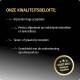 Tekst met beloftes over huisdiervoeding: hoge acceptatie, op maat gemaakte recepten, graanvrij, door dierenartsen ontwikkeld, gelabeld 'Select Gold Premium Quality.'