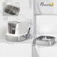 PawHut geschlossene Katzentoilette mit Edelstahlboden und Schaufel, separater Edelstahlschale, sichtbaren Maßangaben (cm).