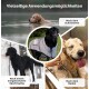 Drei Hunde: ein schwarzer Hund in einem Trockenmantel, ein nasser Golden Retriever und ein schwarzer Hund nach dem Spaziergang. Text lautet "Vielseitige Anwendungsmöglichkeiten."