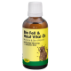 Braune Glasflasche von cdVet Bio Coat & Skin Vital Oil, beschriftet auf Deutsch, hebt natürliche Inhaltsstoffe für die Hautgesundheit von Haustieren hervor.