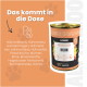 Dose ALPHAZOO Hundefutter mit Huhn, Karotten und Birnen, mit 67% Huhn, getreidefrei und reich an Muskelfleisch.