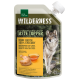 Real Nature Wilderness Taste Topper bone broth 100% chicken pouch with wolf image, chicken piece and bowl of broth