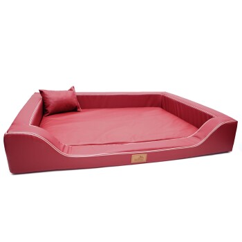 ® Orthopädisches LUXUS-Hundebett MELODY LATEX Anti-Haar Kunstleder dunkelrot 85 cm, 22 cm, 60 cm