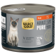 Select Gold Adult Pure Turkey Getreidefreies Katzenfutter Pastete 72 % Truthahn, 200g Dose mit Bild einer Siamkatze.