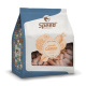 Eine Tüte Speed aromatische Karotten-Hundesnacks mit einem klaren Fenster und dem Text "delicious speeders aromatic CARROT HORSE SNACK".