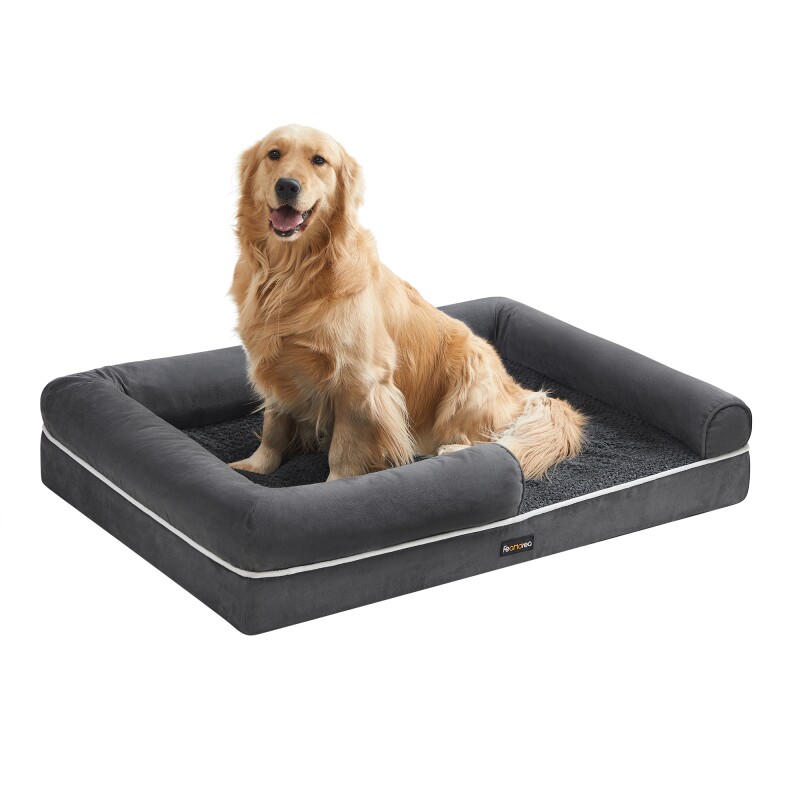 FEANDREA Orthopädisches Hundebett, Hundekissen, erhöhte Ränder, abnehmbar und waschbar schiefergrau XL