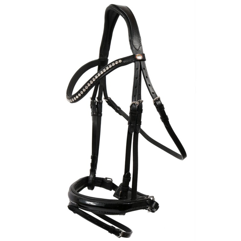 Hans Melzer Horse Equipment Hans Melzer Trense Hagen schwarz unterlegt LACK Pony