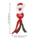 Jouet pour chien KONG Wubba rouge et blanc en forme de Père Noël, mesurant 16 pouces de haut et 6,5 pouces de large, avec des rubans verts festifs.