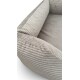 Ein gemütliches, rechteckiges Haustierbett mit weichem, geripptem Stoff in neutralem Beige, mit erhöhten Rändern für zusätzlichen Komfort.