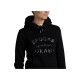 Schwarzer Hoodie mit dem Text "SPOOKS equestrian TEAM" in glänzenden Pailletten, mit einer Fronttasche und einer Kordelzugkapuze.